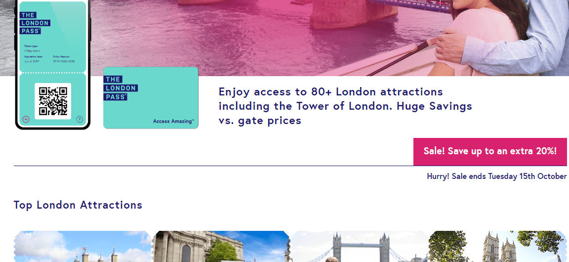 London Pass倫敦卡2019年10月專屬優惠券代碼, 購任何倫敦卡低至94折